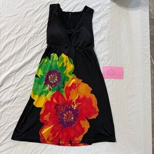 Floral Black Midi Dress